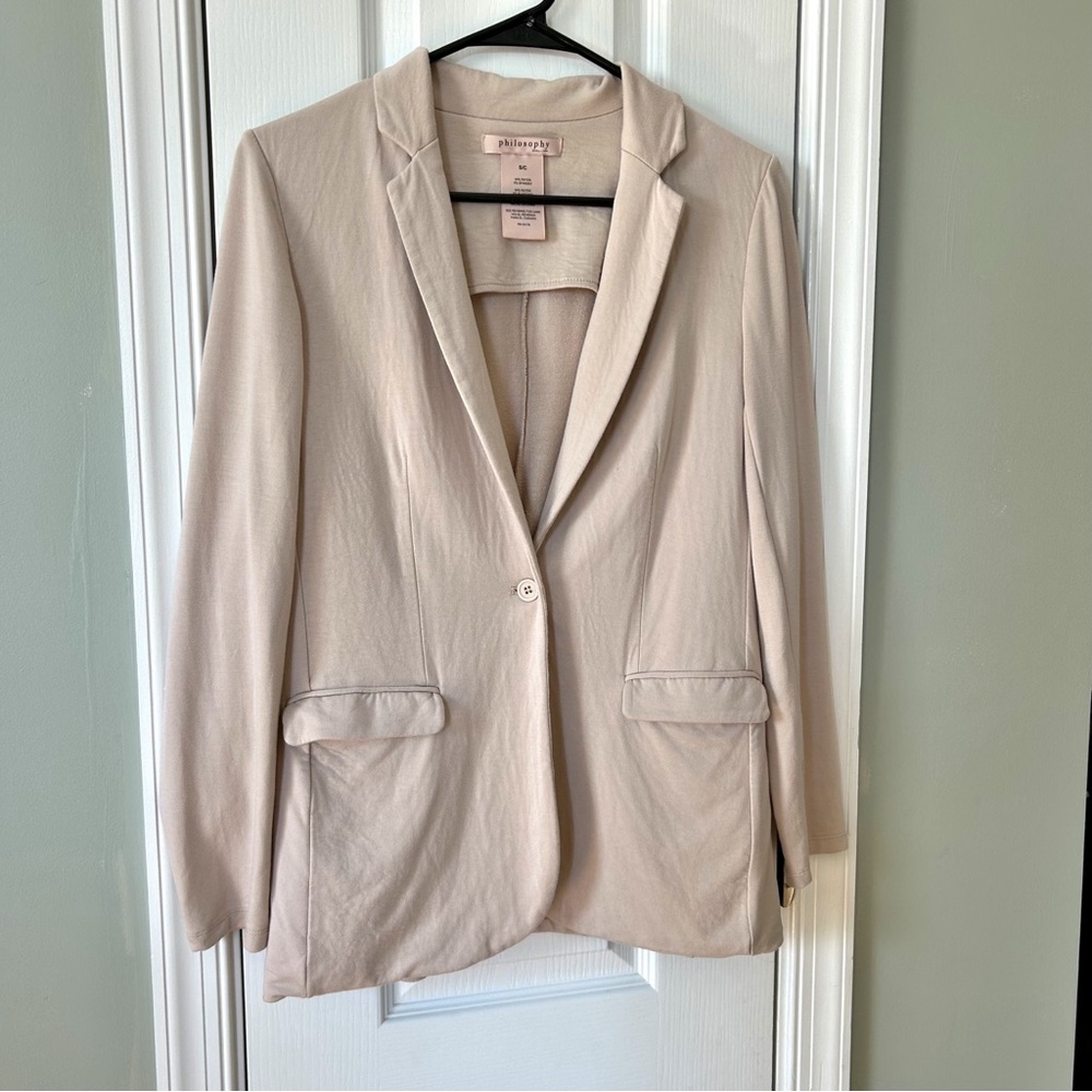 Philosophy Taupe Knit Blazer Jacket Stretch Career Office Size S/C